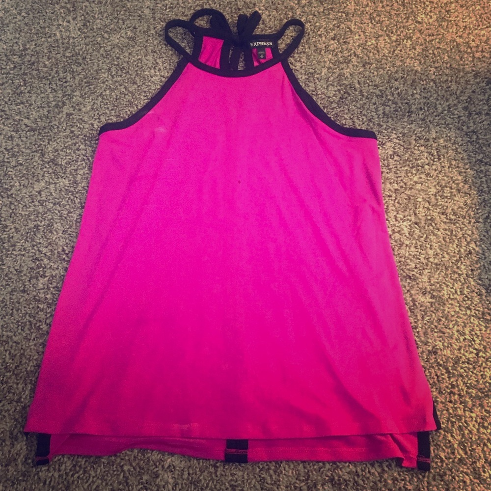Pink with Black trimmed halter tank, brand new